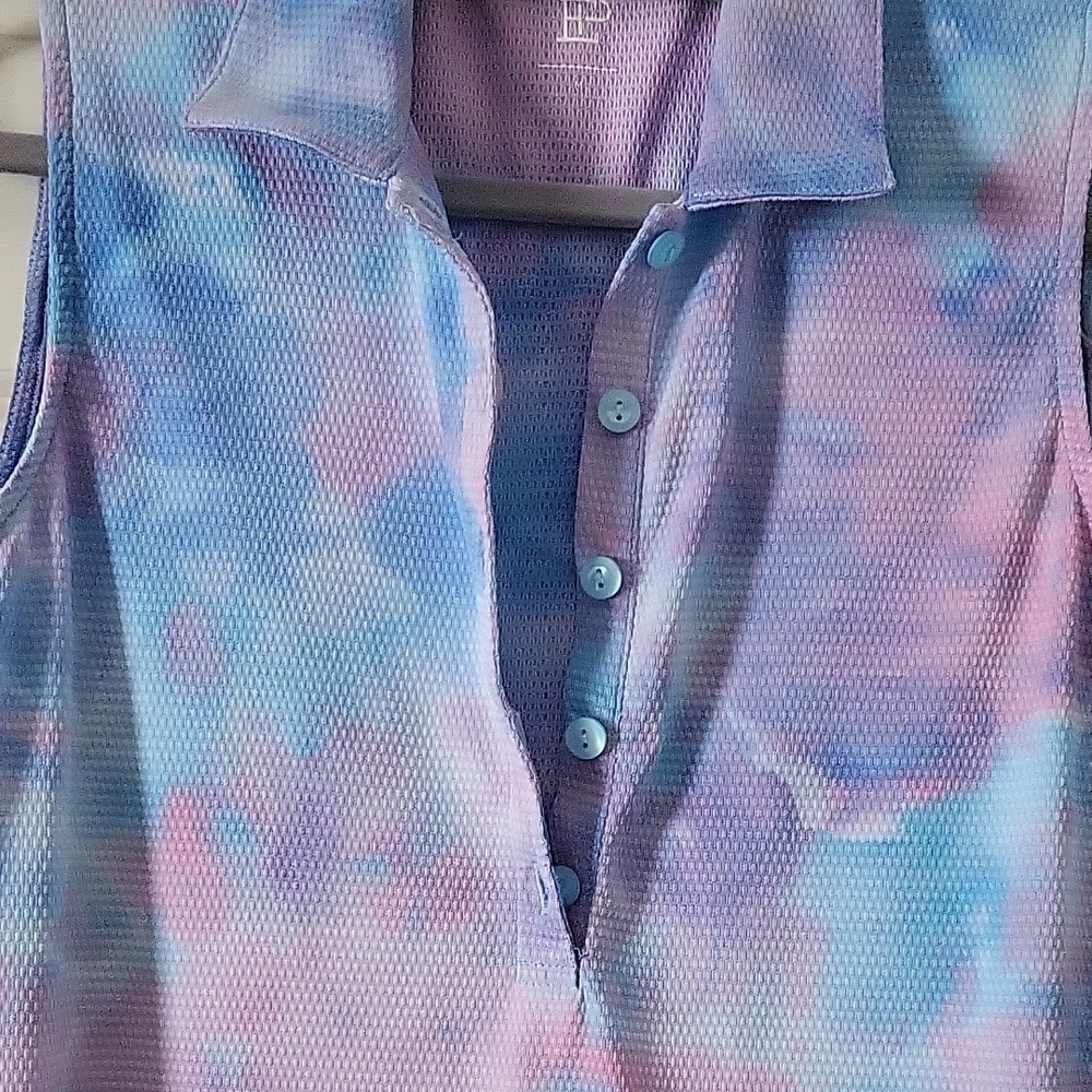 EP New York Women’s Medium Sleeveless Tie-Dye Polo – Pastel Blue & Pink - Picture 8 of 10